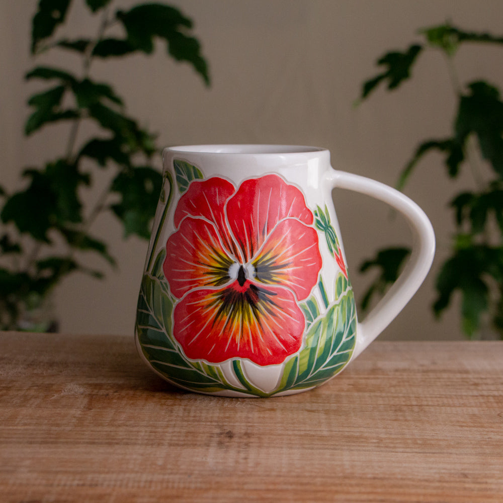 Orange Pansy Wrap-Around Mug #1 [17oz]