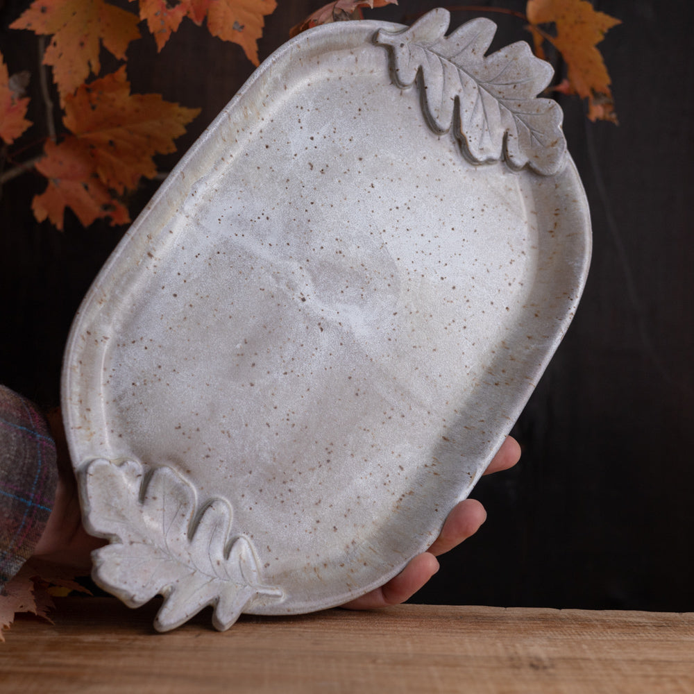 Stoneware Oak Leaf Tray #1