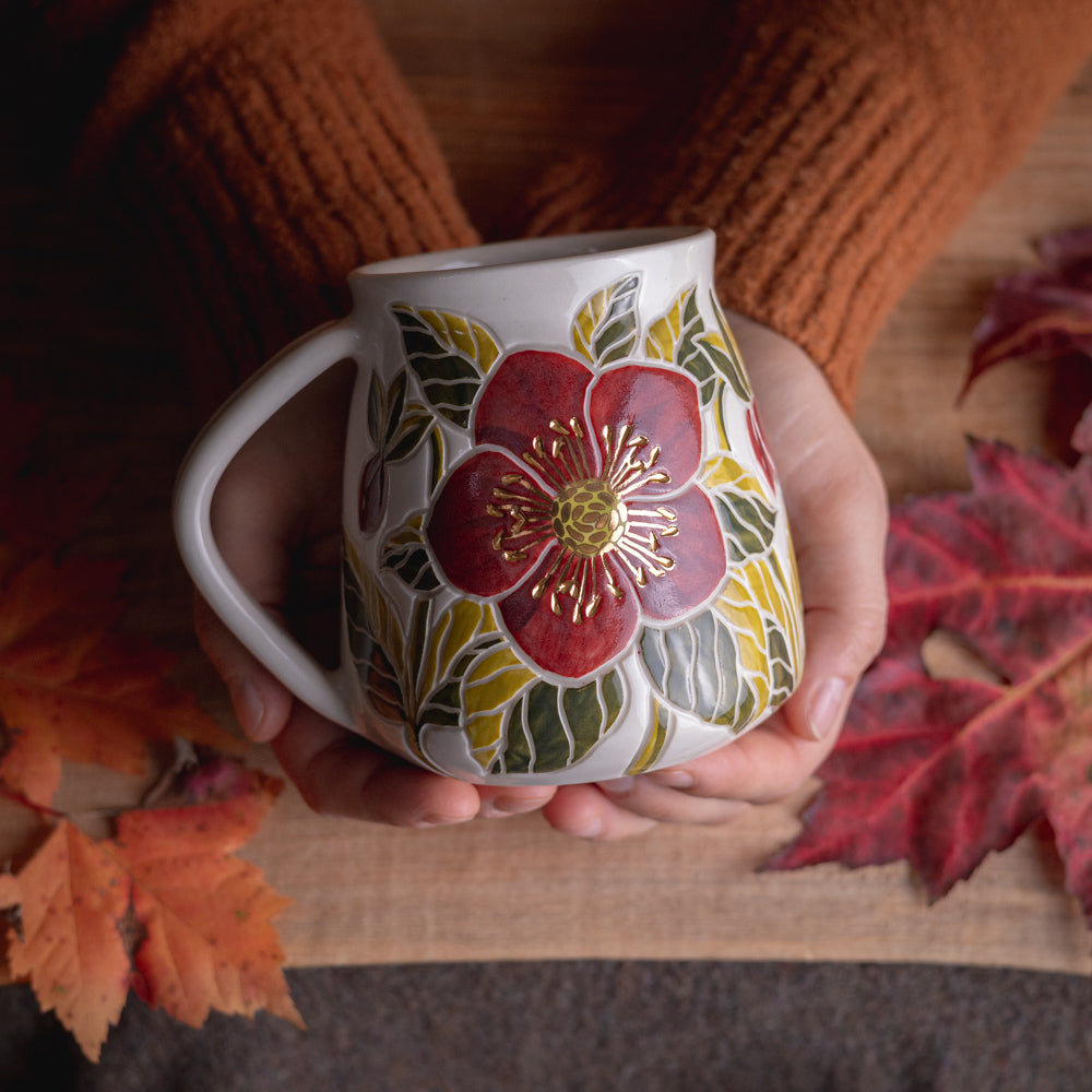 "Anna's Red" Hellebore Wrap-Around Mug #2 [19oz]