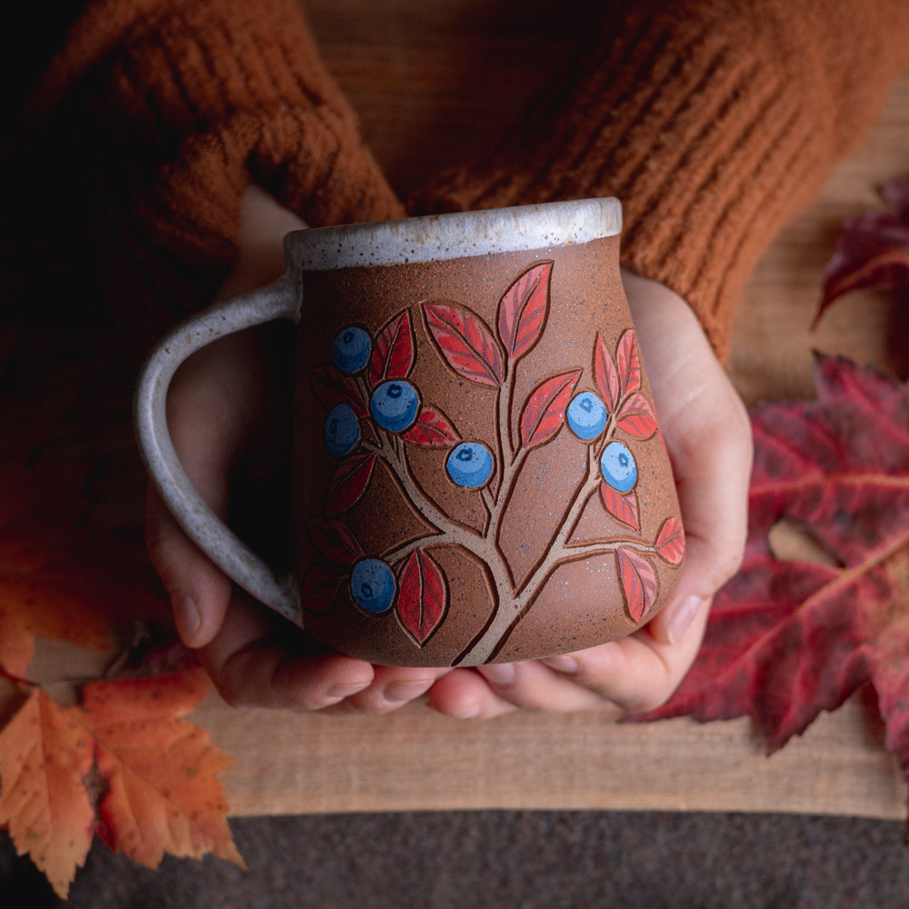 Autumn Blueberry Stoneware Wrap-Around Mug #2 [16oz]