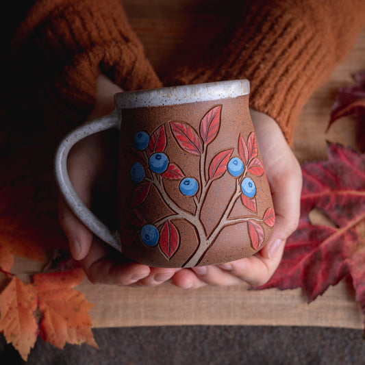 Autumn Blueberry Stoneware Wrap-Around Mug #2 [16oz]