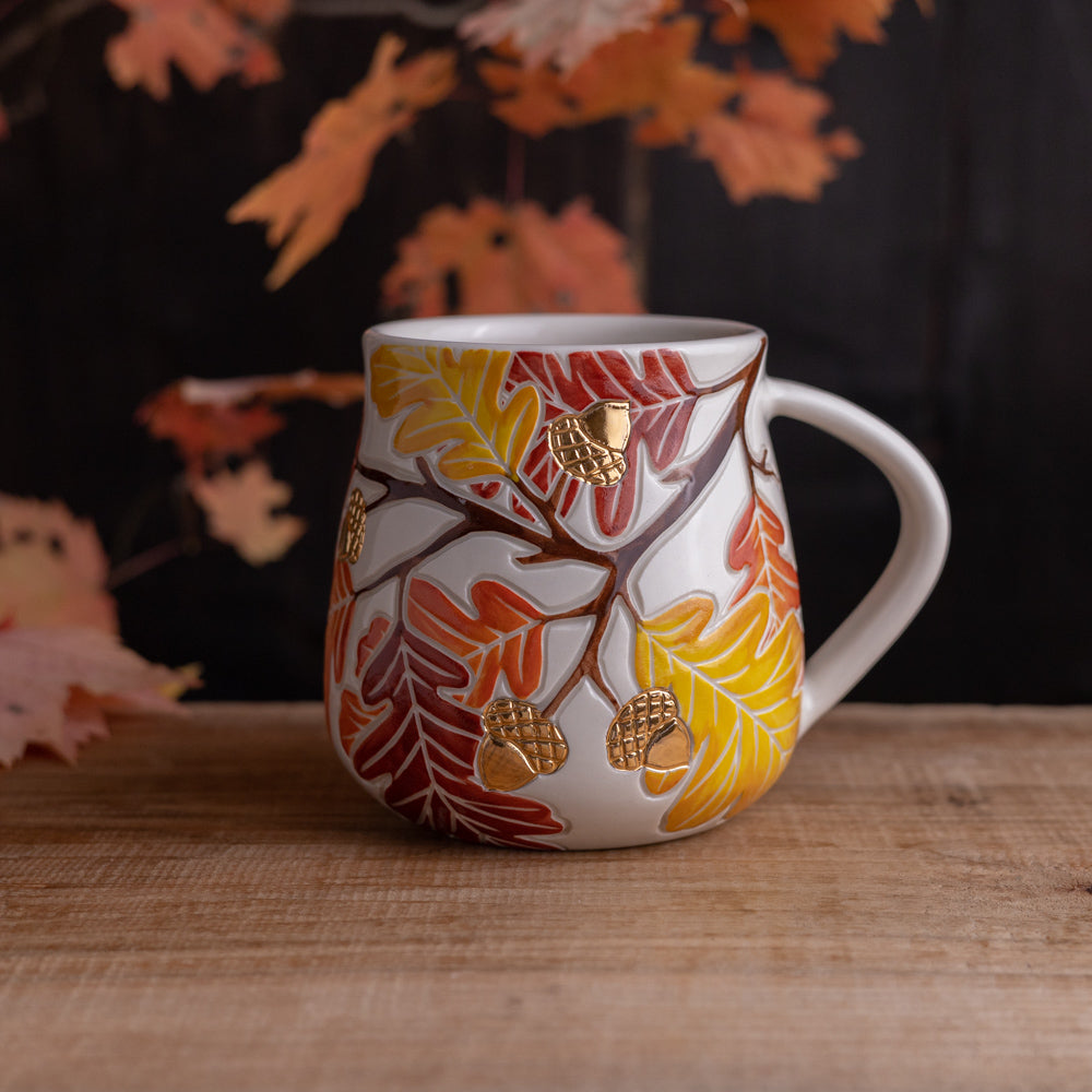 Autumn Oak Branch Wrap-Around Mug #1 [20oz]