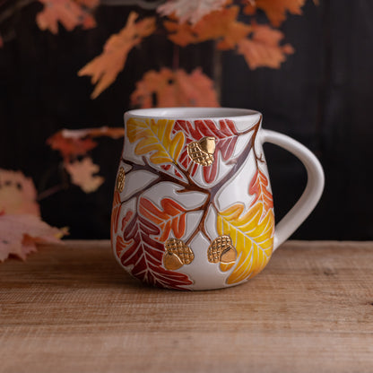 Autumn Oak Branch Wrap-Around Mug #1 [20oz]
