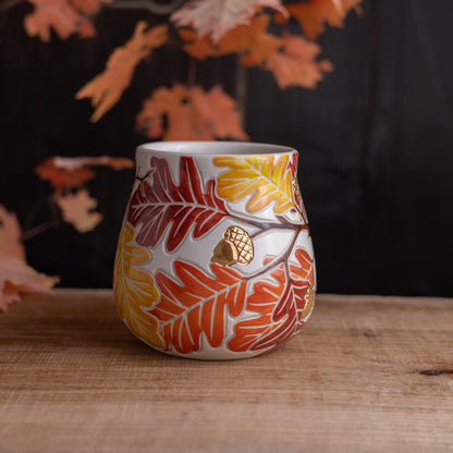 Autumn Oak Branch Wrap-Around Mug #3 [19oz]
