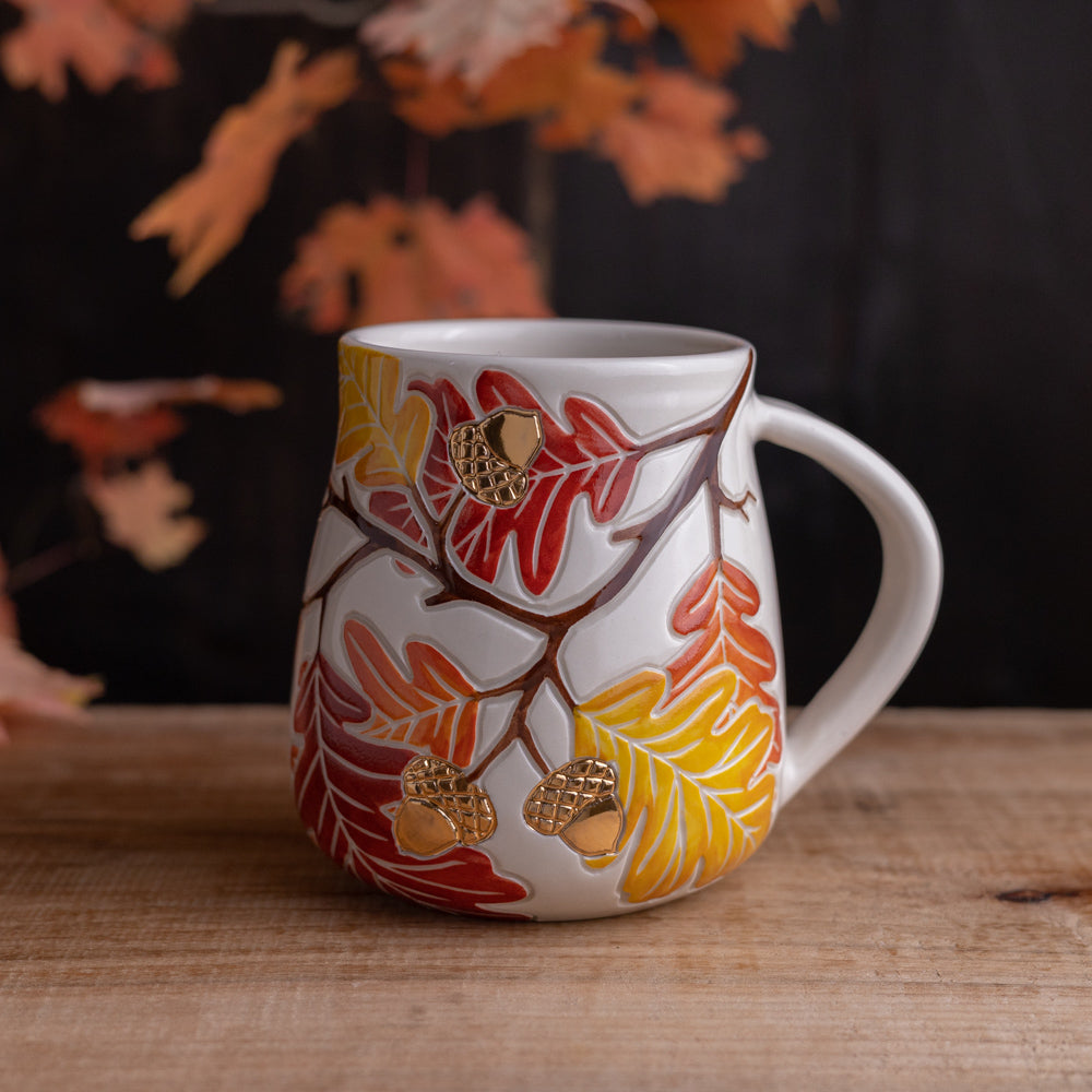 Autumn Oak Branch Wrap-Around Mug #2 [17oz]