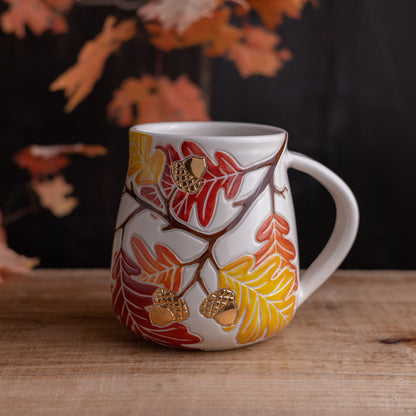 Autumn Oak Branch Wrap-Around Mug #2 [17oz]
