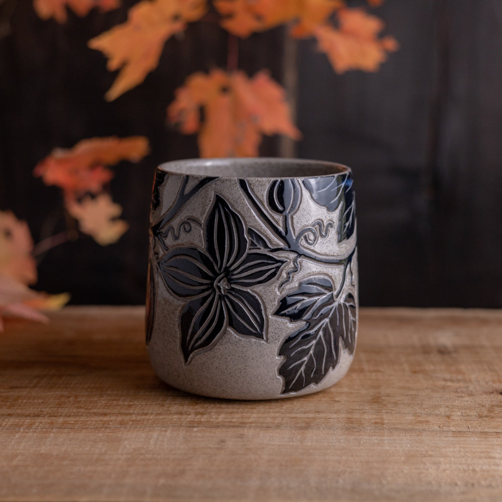 Gray Sandstone Sgraffito Pumpkin Mug #3 [14oz]