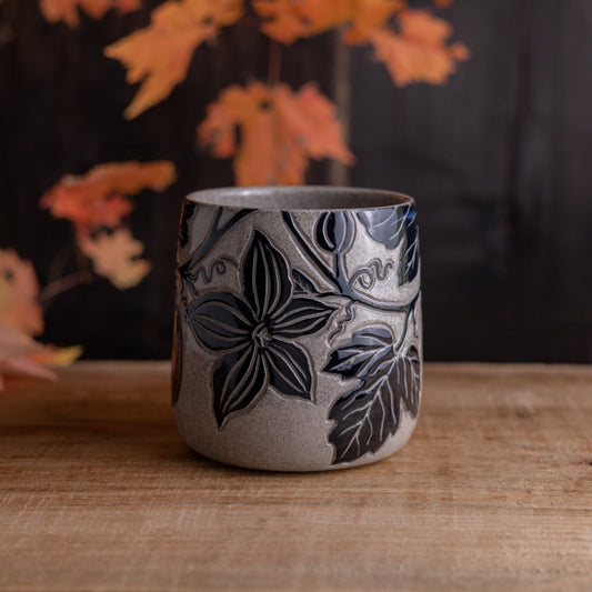 Gray Sandstone Sgraffito Pumpkin Mug #3 [14oz]