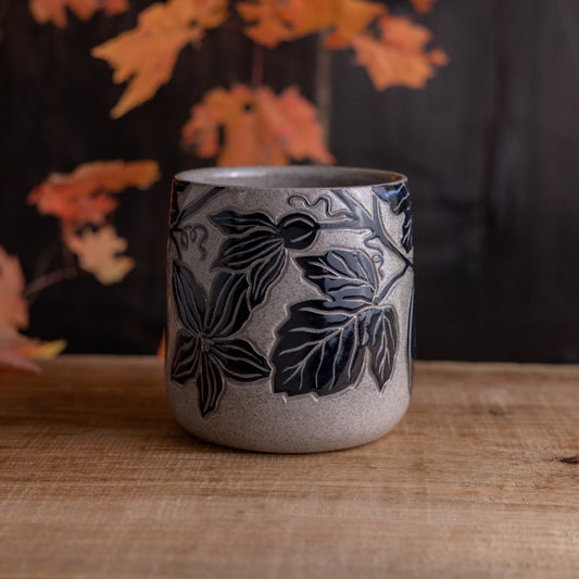 Gray Sandstone Sgraffito Pumpkin Mug #1 [18oz]