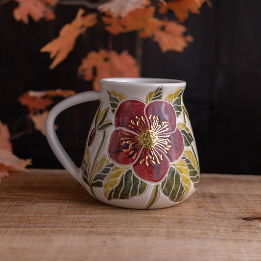 "Anna's Red" Hellebore Wrap-Around Mug #1 [19oz]