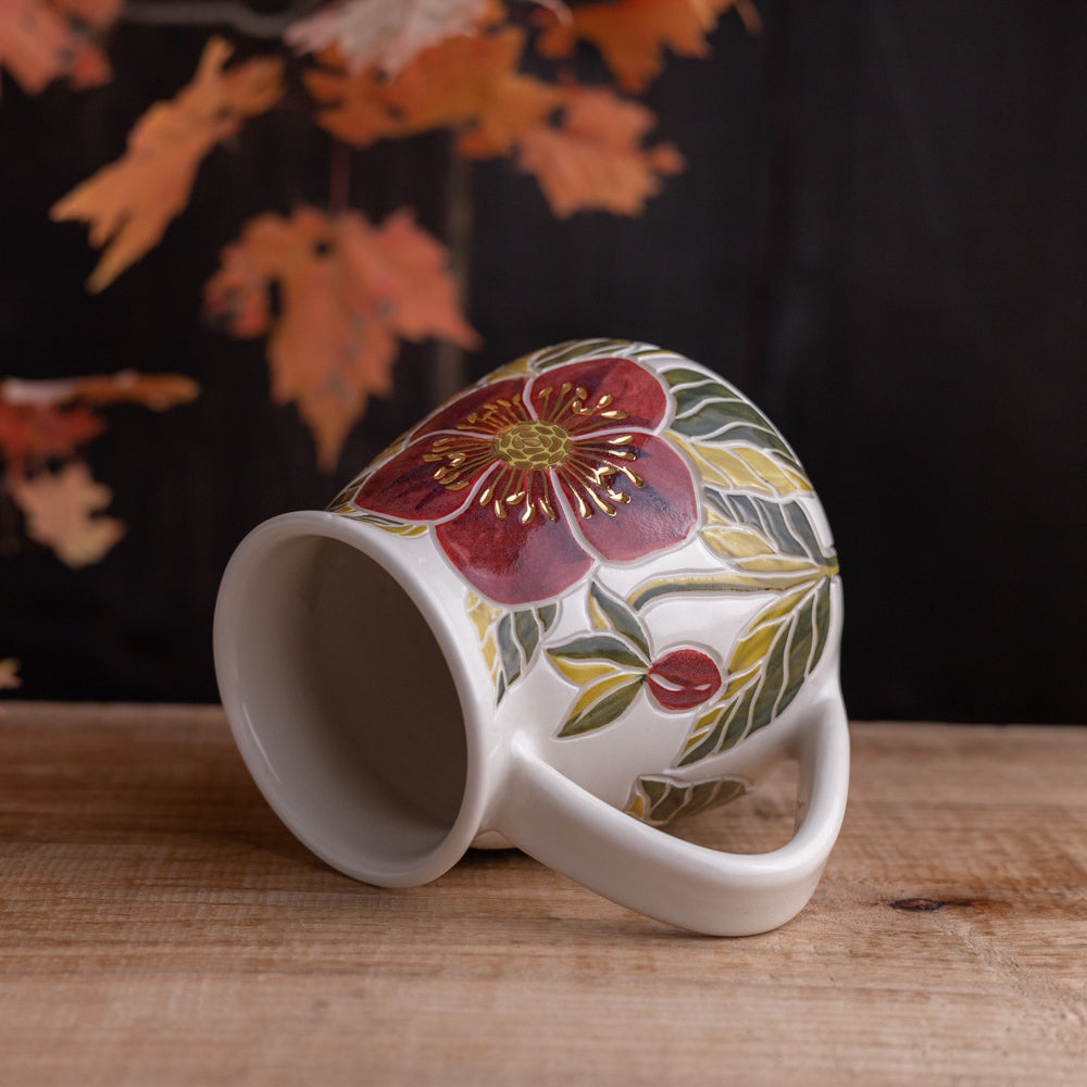 "Anna's Red" Hellebore Wrap-Around Mug #1 [19oz]