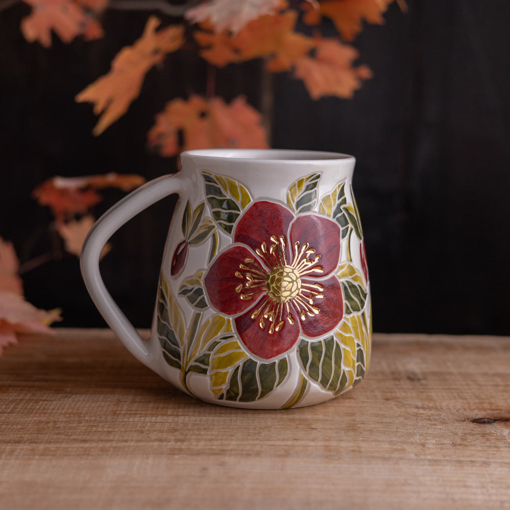 "Anna's Red" Hellebore Wrap-Around Mug #2 [19oz]