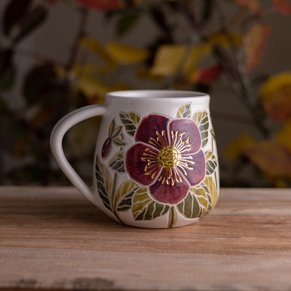 "Anna's Red" Hellebore Wrap-Around Mug #1 [17oz]
