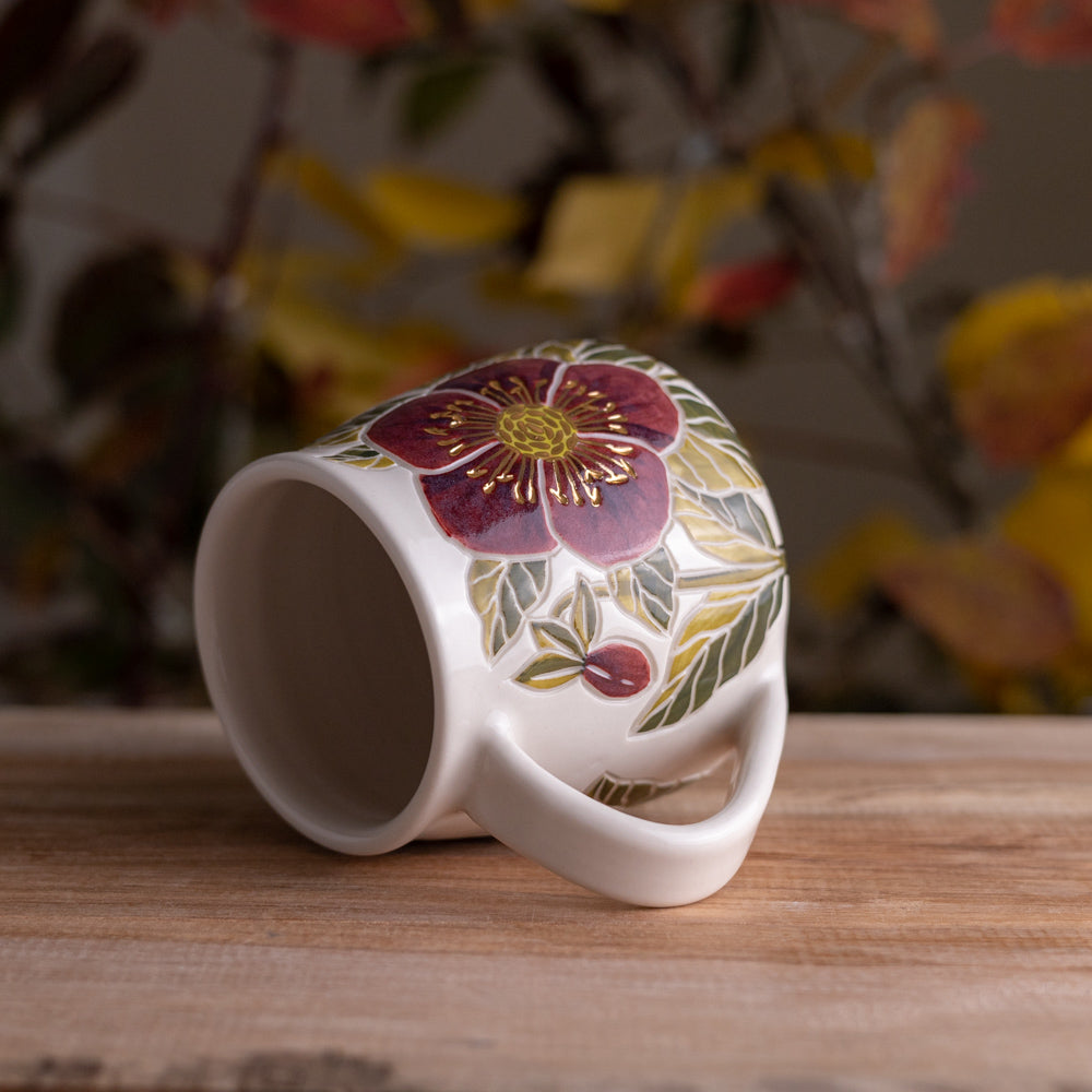 "Anna's Red" Hellebore Wrap-Around Mug #1 [17oz]