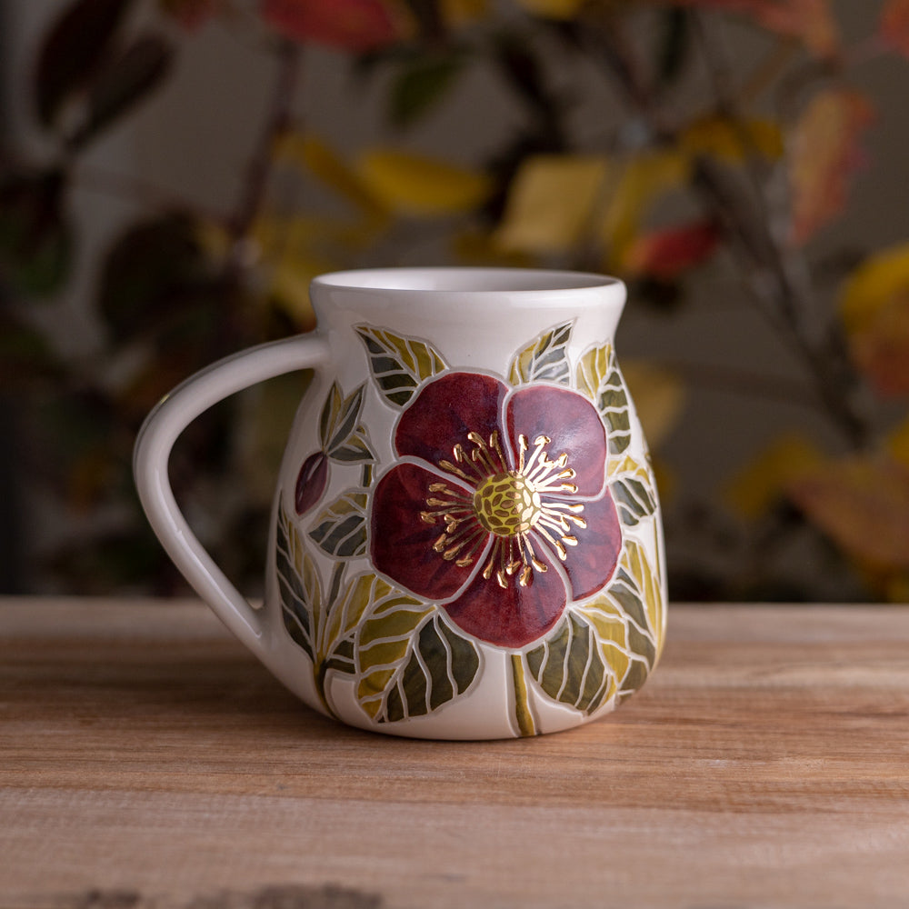 "Anna's Red" Hellebore Wrap-Around Mug #2 [16oz]