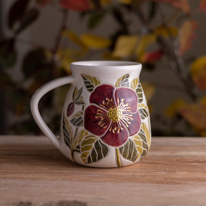 "Anna's Red" Hellebore Wrap-Around Mug #2 [16oz]