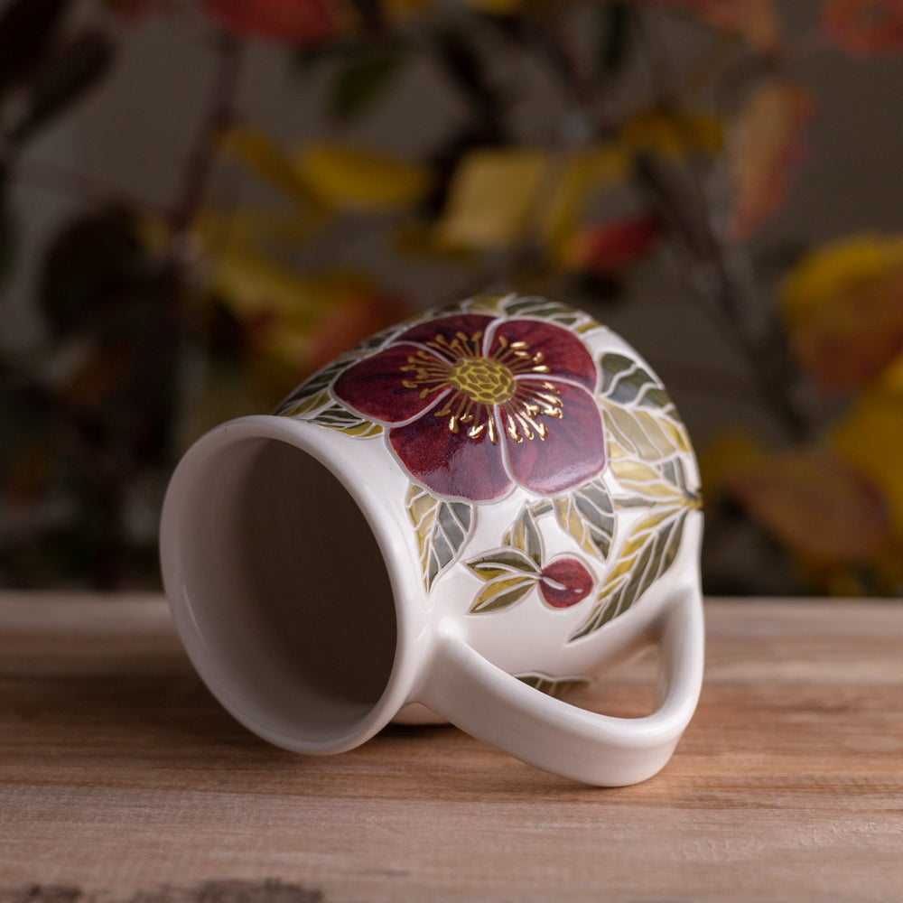 "Anna's Red" Hellebore Wrap-Around Mug #2 [16oz]