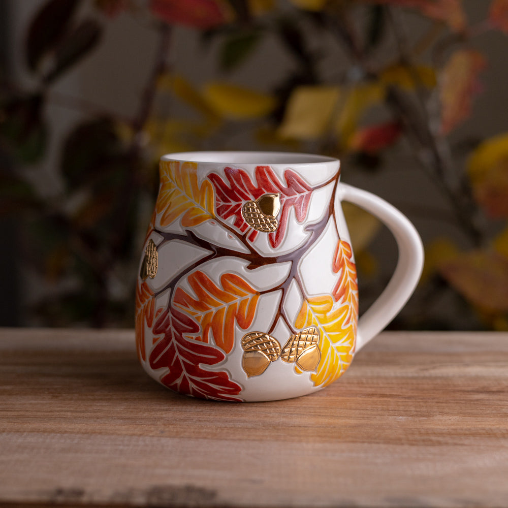 Autumn Oak Branch Wrap-Around Mug #1 [18oz]