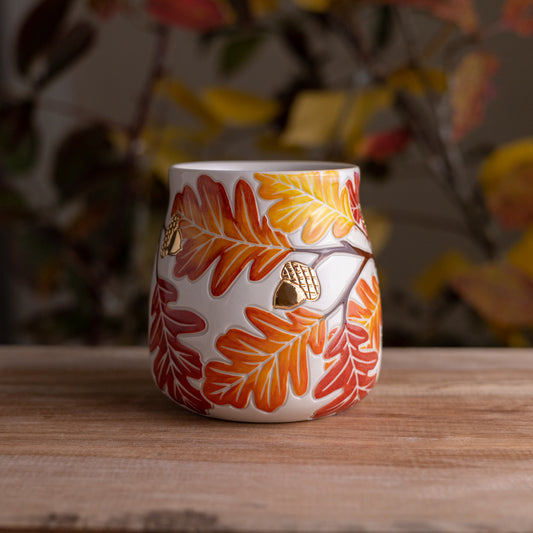 Autumn Oak Branch Wrap-Around Mug #1 [18oz]