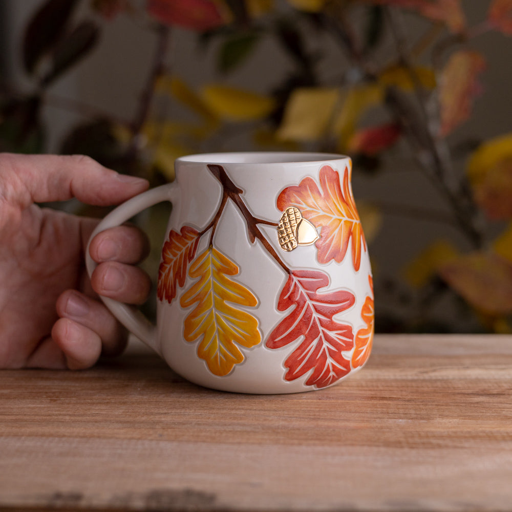 Autumn Oak Branch Wrap-Around Mug #1 [18oz]