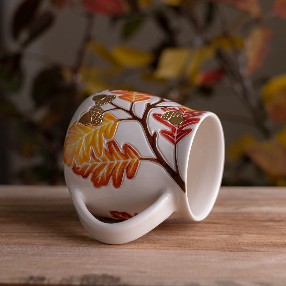 Autumn Oak Branch Wrap-Around Mug #1 [18oz]