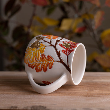 Autumn Oak Branch Wrap-Around Mug #1 [18oz]