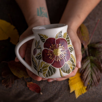 "Anna's Red" Hellebore Wrap-Around Mug #2 [16oz]