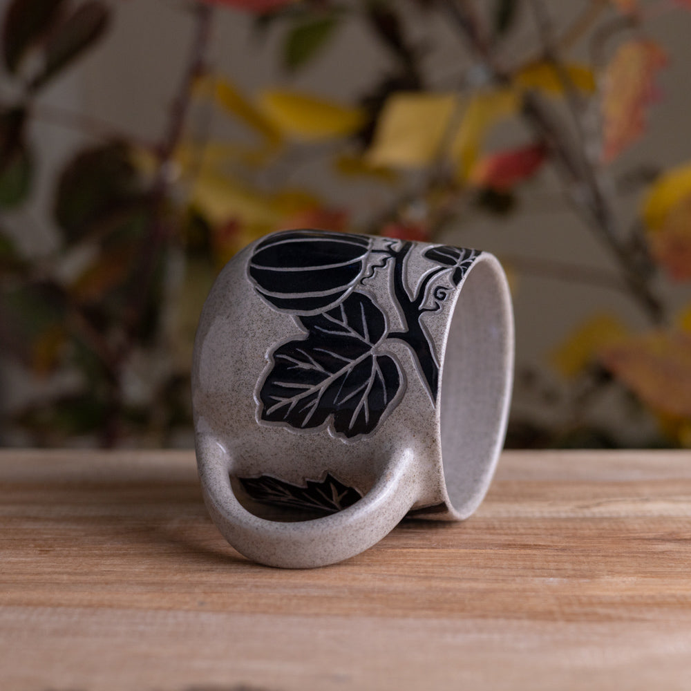 Gray Sandstone Sgraffito Pumpkin Mug #2 [14oz]
