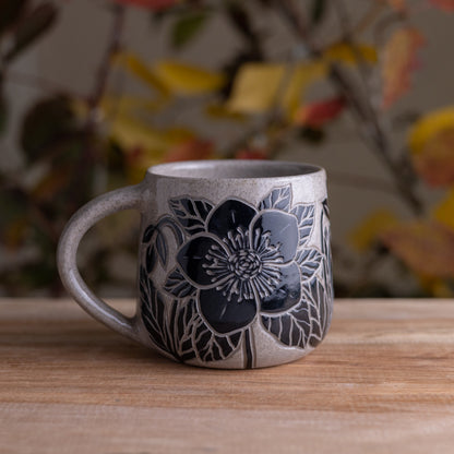 Gray Sandstone Sgraffito Hellebore Mug [14oz]