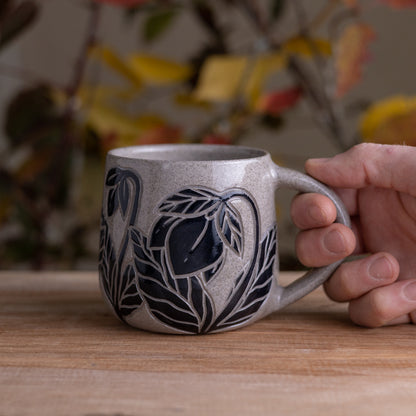 Gray Sandstone Sgraffito Hellebore Mug [14oz]
