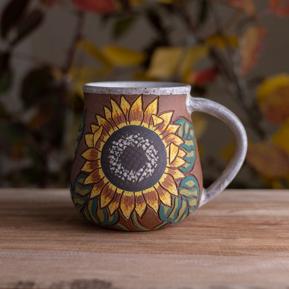 Sunflower Stoneware Wrap-Around Mug [18oz]