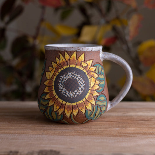 Sunflower Stoneware Wrap-Around Mug [18oz]