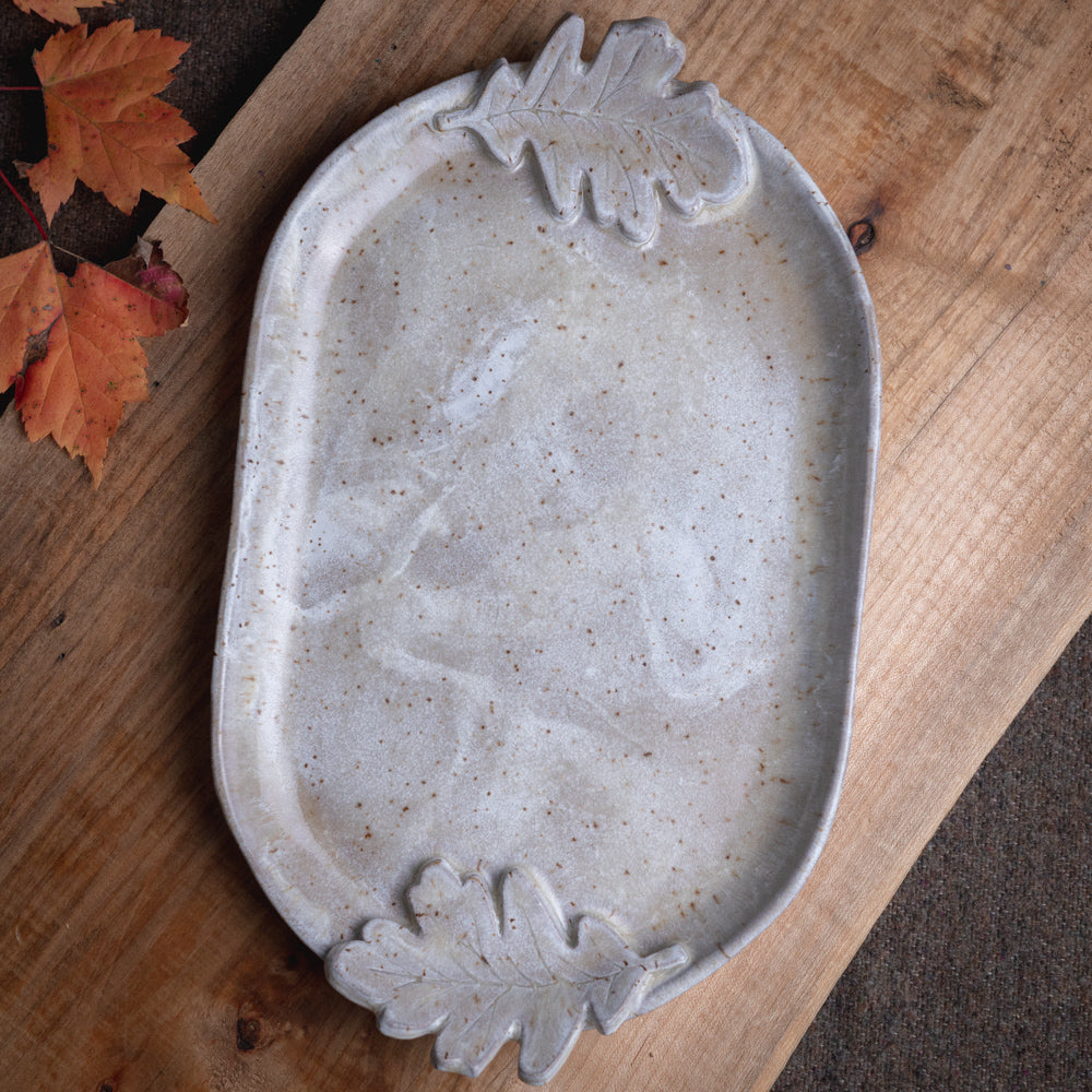 Stoneware Oak Leaf Tray #2