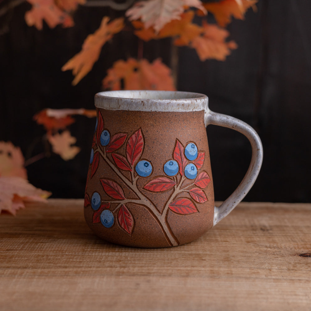 Autumn Blueberry Stoneware Wrap-Around Mug #2 [16oz]