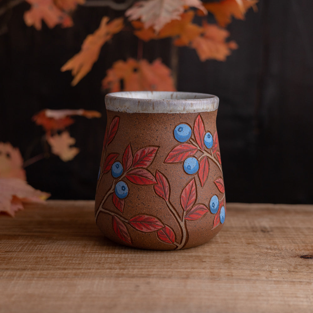 Autumn Blueberry Stoneware Wrap-Around Mug #2 [16oz]