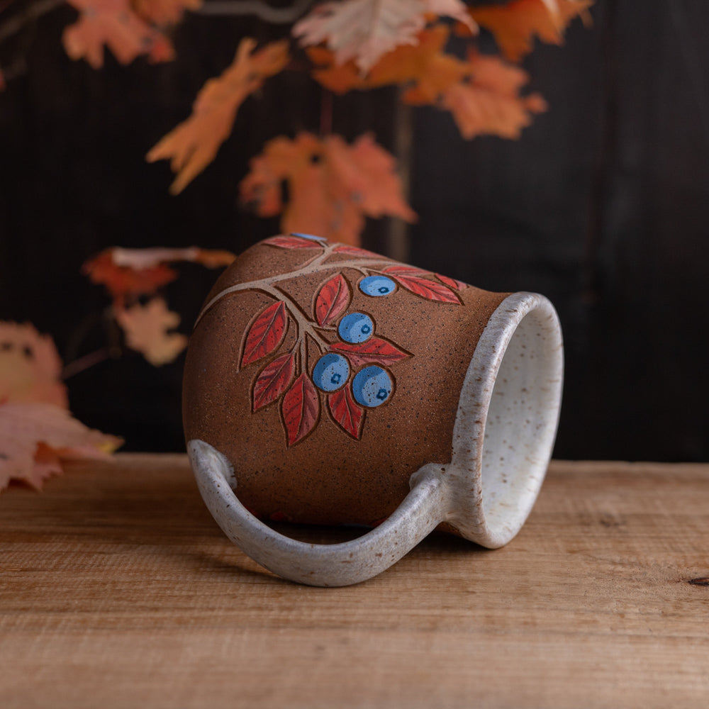 Autumn Blueberry Stoneware Wrap-Around Mug #2 [16oz]