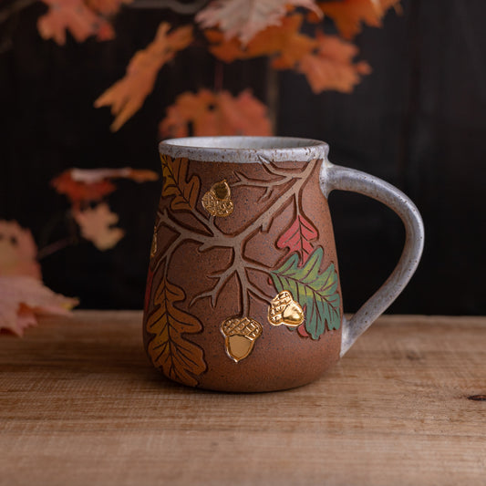 Oak Branch Stoneware Wrap-Around Mug [16oz]