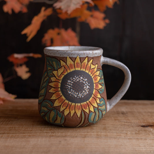Sunflower Stoneware Wrap-Around Mug #1 [17oz]