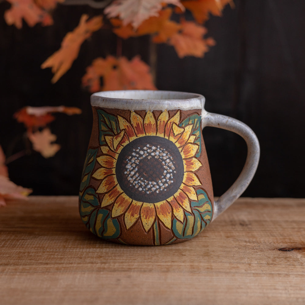 [Seconds] Sunflower Stoneware Wrap-Around Mug #2 [17oz]