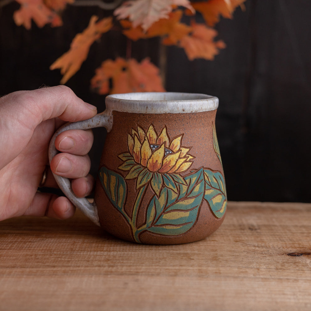 [Seconds] Sunflower Stoneware Wrap-Around Mug #2 [17oz]