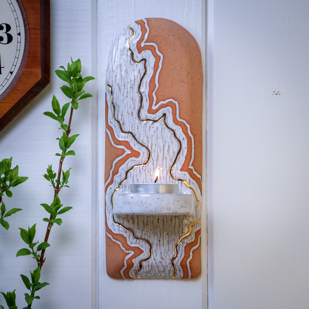 Stoneware Trail Candle Sconce Wall Hanging
